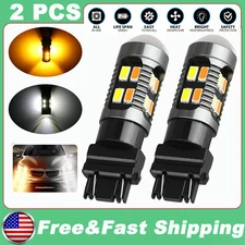 2X 3157 3156 Switchback LED Turn Signal Light Bulbs DRL 4157na 3457a White Amber