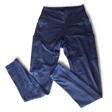 Aerie Chill Play Move Blue Ankle Leggings S Mid Rise Stretch Pockets