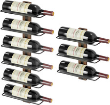 Wall-Mounted Wine Rack, 9 Bottles Wood Metal Storage Collectors, Dining Room