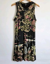Karen Kane Tropical Floral Sleeveless Dress Womens XLP Black Stretch