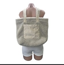 American Eagle Sherpa Tote Bag Cream Corduroy...