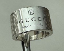 Signed Gucci Italy Ag 925 Sterling Silver Thick Wide Heavy Size 6.5 Band Ring
