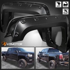 Fits 2016-2018 GMC Sierra 1500 Fleetside Smooth Pocket Rivet Style Fender Flare