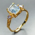 Handmade Natural Blue Topaz Ring 925 Sterling Silver Size 8 /R462989