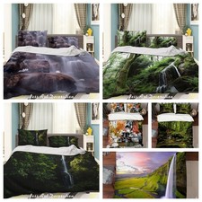 3D Mountains Waterfall Forest Landscape Quilt Cover Duvet Cover Comforter set