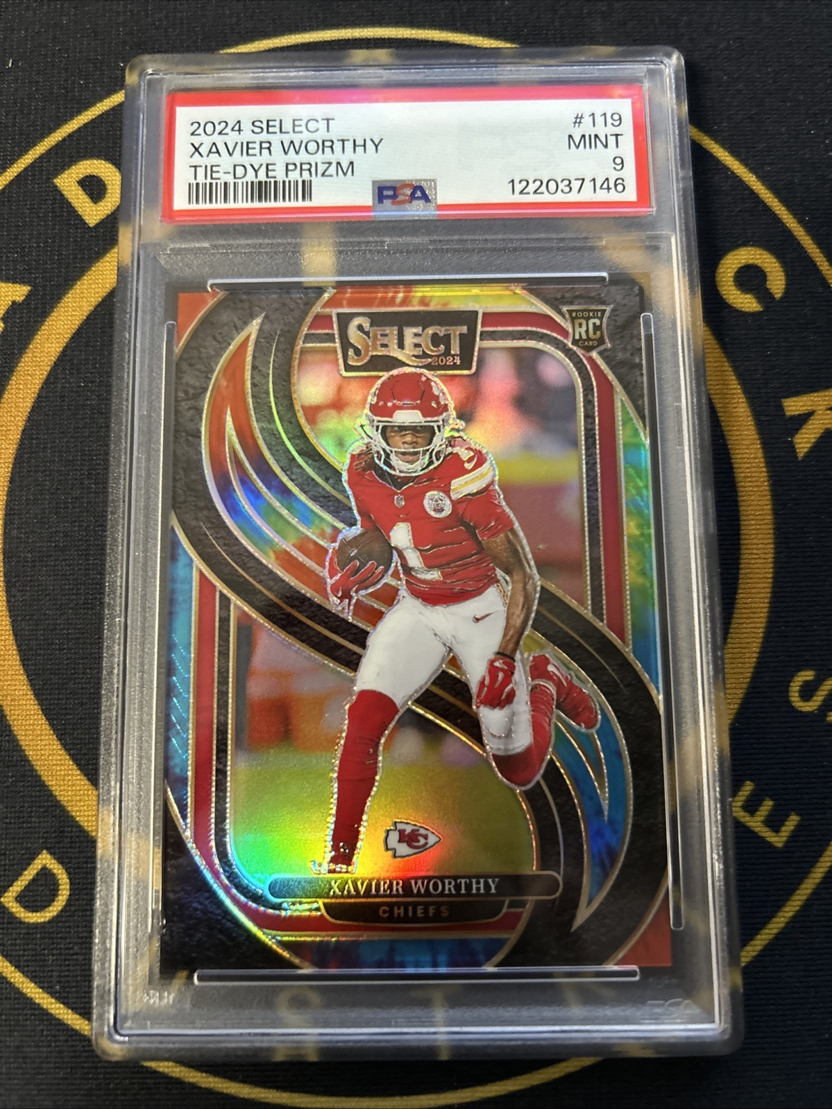 2024 Panini Select - Premier Level Xavier Worthy #119 Tie-Dye Prizm /25 (RC)