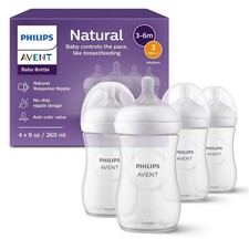 Philips Avent Natural Baby Bottles w Natural Response Nipples Medium 9oz 4ct