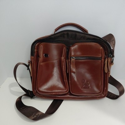 Brown Men's Shoulder Bag Zip Closure Solid Casual Travel Inner Pockets [81]