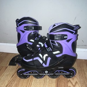 Ruthfot TRF Adjustable Youth Inline Skates 4-Wheel Pair, Black/Purple
