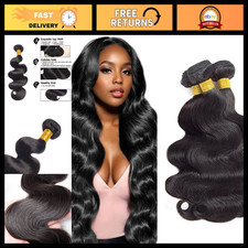 Body Wave Human Hair Extensions 20 22 24 Inch Unprocessed Remy Bundles Black