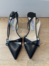 Jimmy Choo Pointed-Toe Black Slingback Heels Size 38.5 US 8 8.5