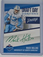 2017 Panini Prestige Mack Hollins Draft Day Auto Green Ink SSP /10 Patriots UNC