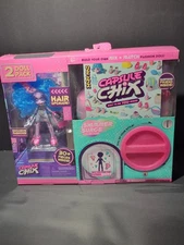 Capsule Chix Shimmer Surge Doll 2 Pack, 4.5in Blue Small Doll w/ Capsule Machine
