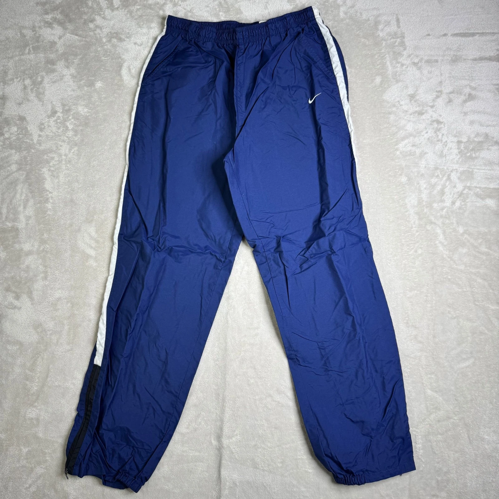 Vintage Nike Track Pants Mens XL Blue Sweatpants Swoosh Logo Relaxed Fit zip leg