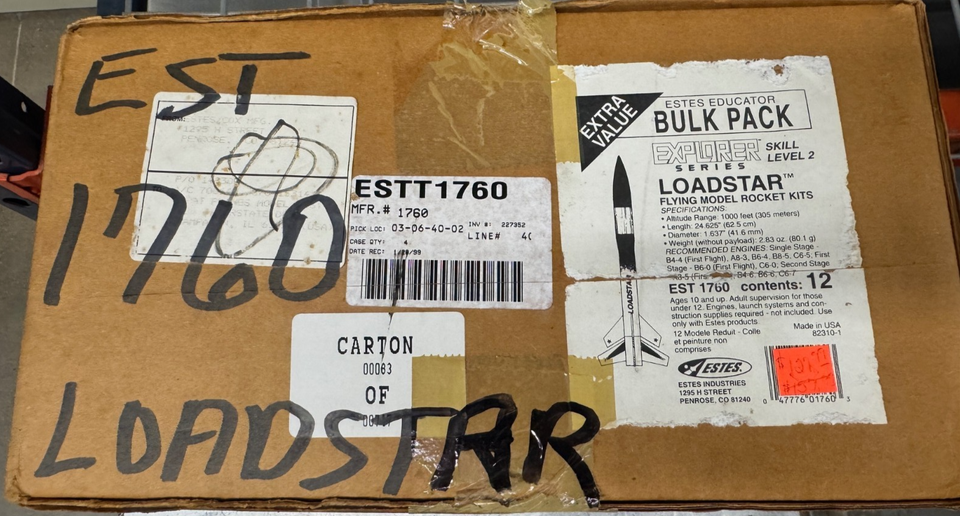 12pc Lot ESTES #1760 LoadStar Rocket Kits Hobby Bulk Model Rocketry ...