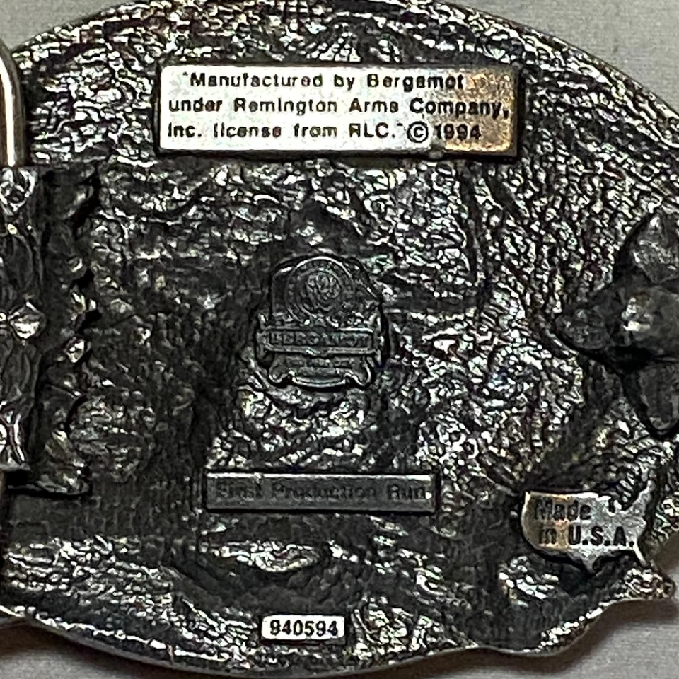 Hebilla de cinturón Remington vintage bergamota 1994 primera producción serie Wildlife Foto 3 de 4