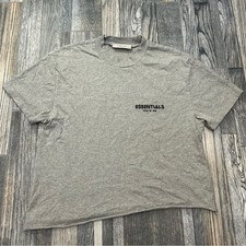 "Cropped" Essentials Fear of God Heather Grey / Black Designer Brand Tee