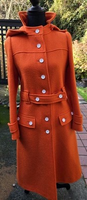 Vintage Rare 60 s Hyperbole Courreges Paris Orange Wool Womens Coat