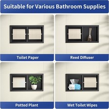 Dual Roll Toilet Paper Holder, Recessed Toilet Tissue Holder for Bathroom