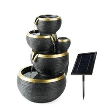 Gardenwize Solar Cascading Black & Gold Water Feature  GW563