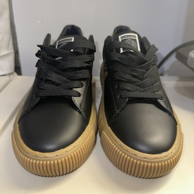 Versace Men's black &gold  ''Greca Stripe'' Leather Fashion Sneakers size 41