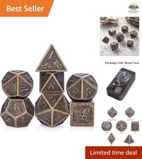 Exquisite 7-Piece Polyhedral Dice Set for Dungeons & Dragons - Ancient Brass
