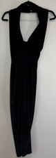 ASOS Black Velvet Plunge Neck Halter Dress Size 6 Bombshell Sexy Pinup Vamp