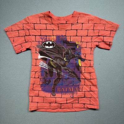Vintage 90s Kids Batman Returns All over Print T Shirt Size 6
