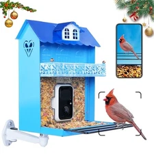 Smart Bird Feeder with Camera.Auto Capture Birds Videos & Bird Motion Blue