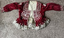 Antique Bolivian Embroidered Velvet Fringed Authentic Festival Jacket Rare