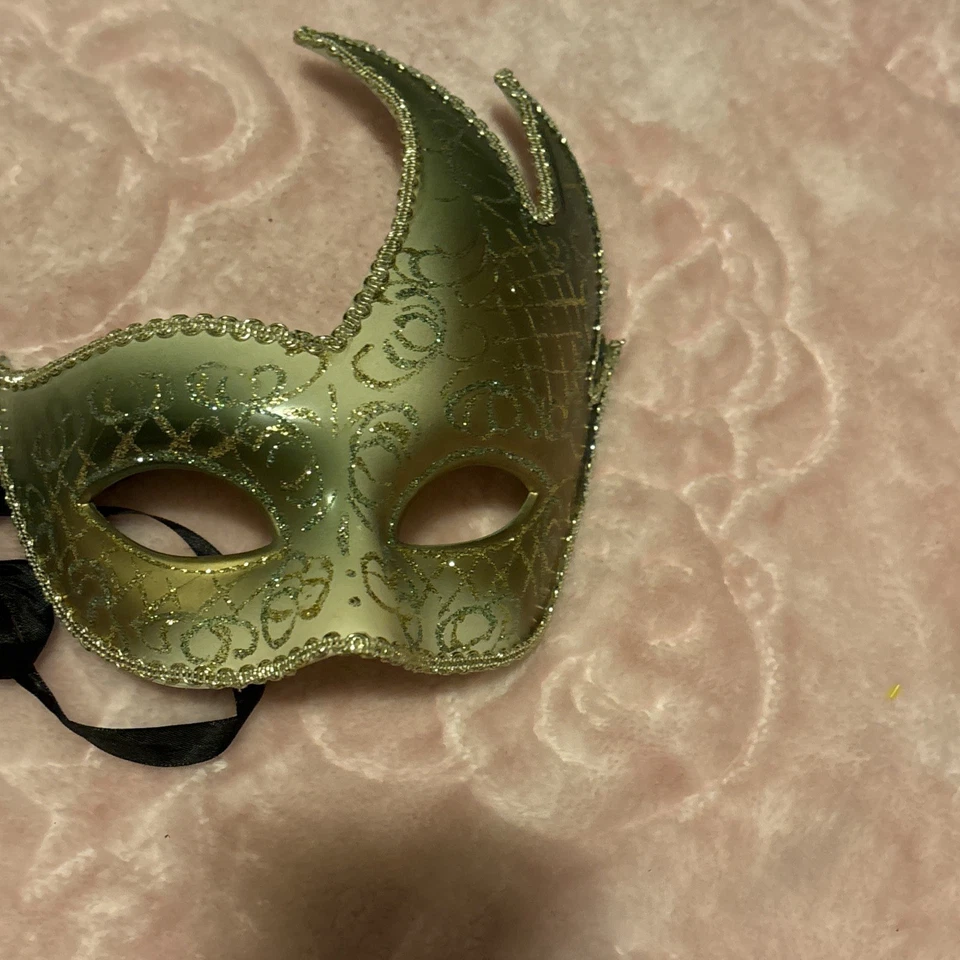 Menetian Carnival Masqurade Green Mask Mardi Gras - Image 2 of 4