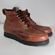 Wolverine Work Boots Moc Toe Mens 12D Red Leather Durashocks Vibram Vintage USA
