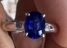 0.91ct Natural Sapphire Ring – PT900 with Natural Diamond Accents – Japan Size 9