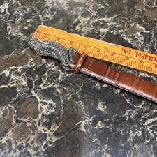 1995 Brighton Alligator Croc Silver Buckle Brown Leather Belt 36507 Size Medium