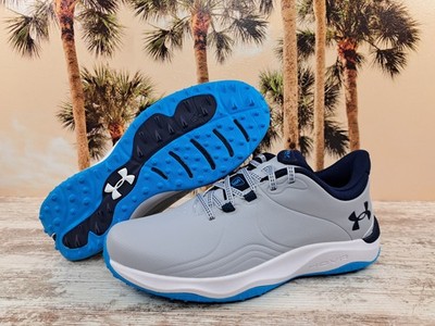 Under Armour Drive Pro Spikeless Golf Shoes Grey Navy Men