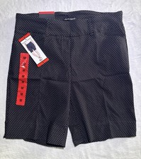 Hilary Radley Bermuda Black With White Polka Dots Shorts, 9 in Inseam Size Med