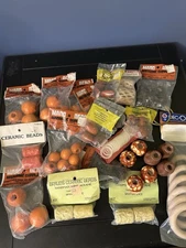 Vintage  Macrame Supplies Wood Ceramic Beads Rings Mixed Lot Brown Orange