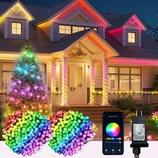 Smart Christmas String Lights - 196FT 600 RGB LEDs WiFi Multi-Color Changing Com
