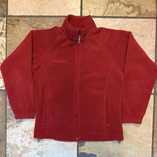Sz Small S Columbia RED Fleece Jacket Coat Women Full Zip Pockets Outdoor Collar