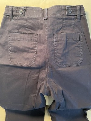 Talbots High Waist Patch Pocket Crop Pants Womens Size 4  Navy Blue