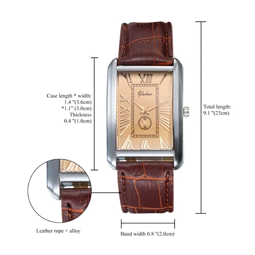 Montre Carrée Amour pour Homme et Femme Motif Crocodile Cuir Montre-Bracelet Cadeau - Photo 2/14