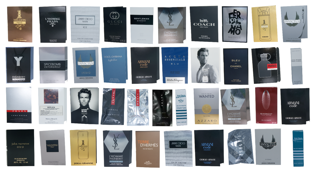 10 Premium Men’s Cologne Random Sample Set ARMANI VERSACE PRADA GUCCI etc.