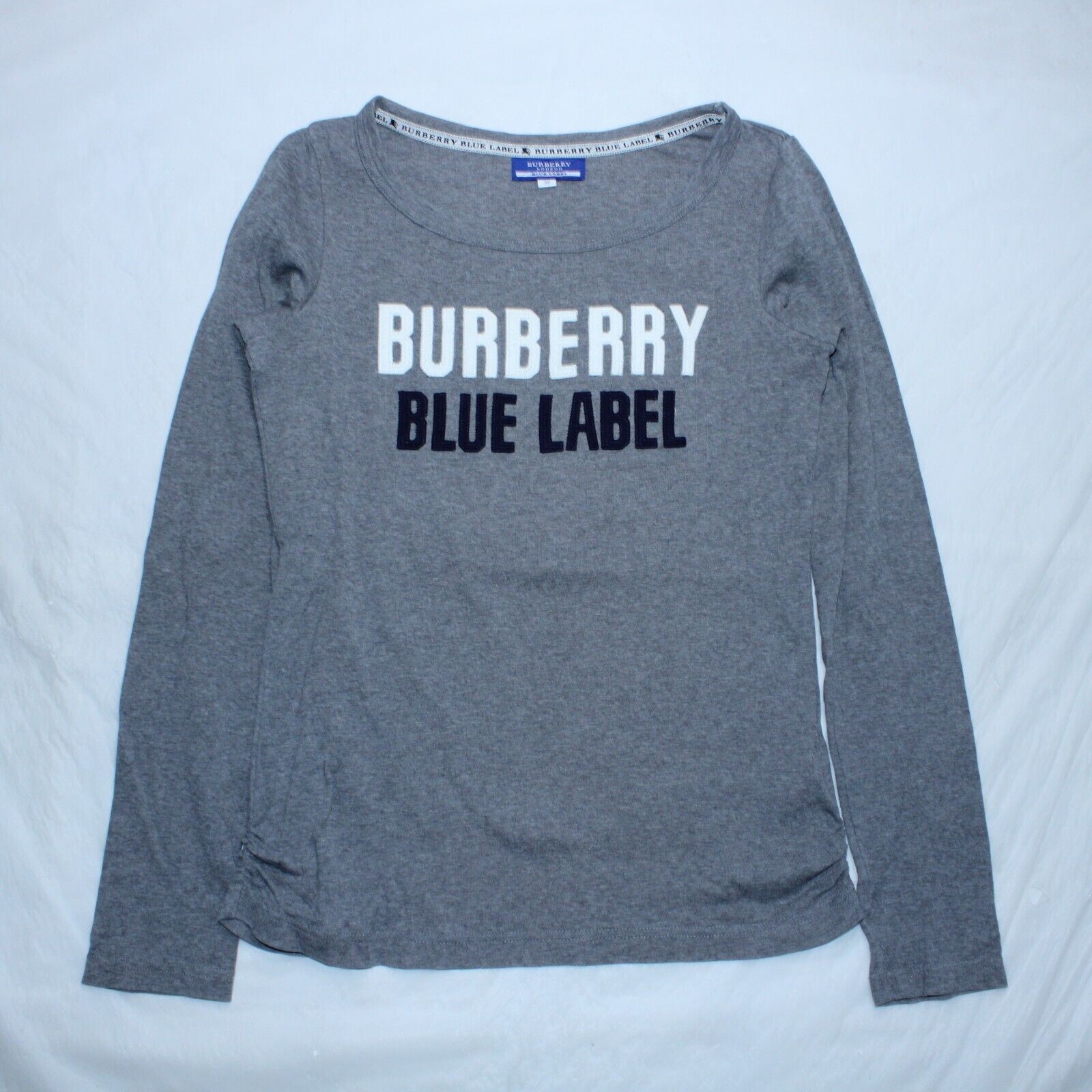 Burberry Blue Label Long Sleeve Top Womens Small Slim Fit Spellout Designer