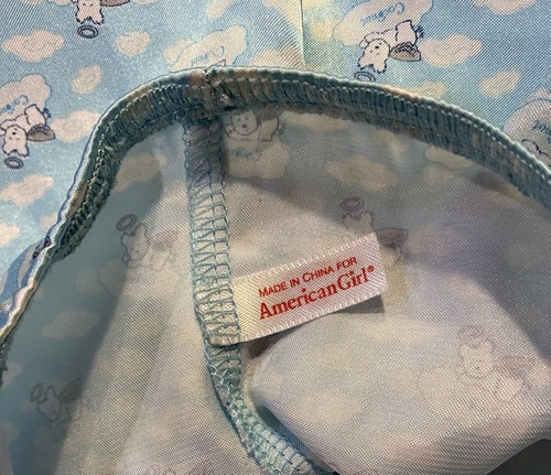 Conjunto de pijama American Girl Doll coco cachorro perro azul satinado superior e inferior - Imagen 4 de 6