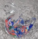 Vtg Millifiorni Paperweight Murano Glass Multicolor Floral Duck Swan Collectible