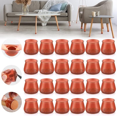 24PCS Silicone Chair Leg Floor Protectors for Hardwood Floors - Walnut Brown - M