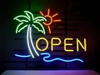 Open Palm Tree Sun 17"x14" Neon Sign Lamp Light Artwork Wall Visual Decor Le