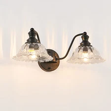 Vanity Light 2 Lights 20" for Bathroom Black Farmhouse Wall Fixture Over Mirror