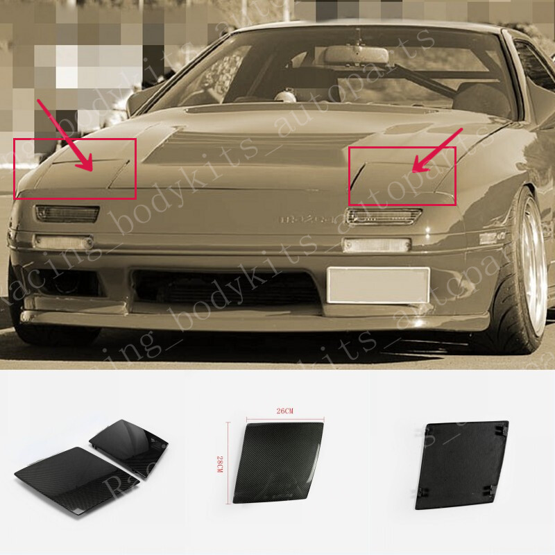 For Mazda RX7 FC3S 2PCS Carbon Fiber OE Front Headlight Trim Cover