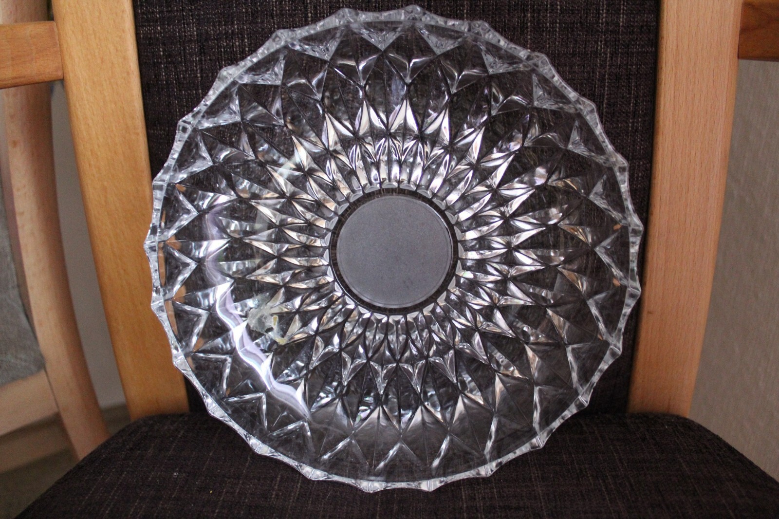 Flache Kristallschale - Servierteller - Schüssel - Veba, Dekor: Meteor, 20 cm